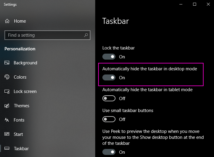 Taskbar not hiding when fullscreen vlc
